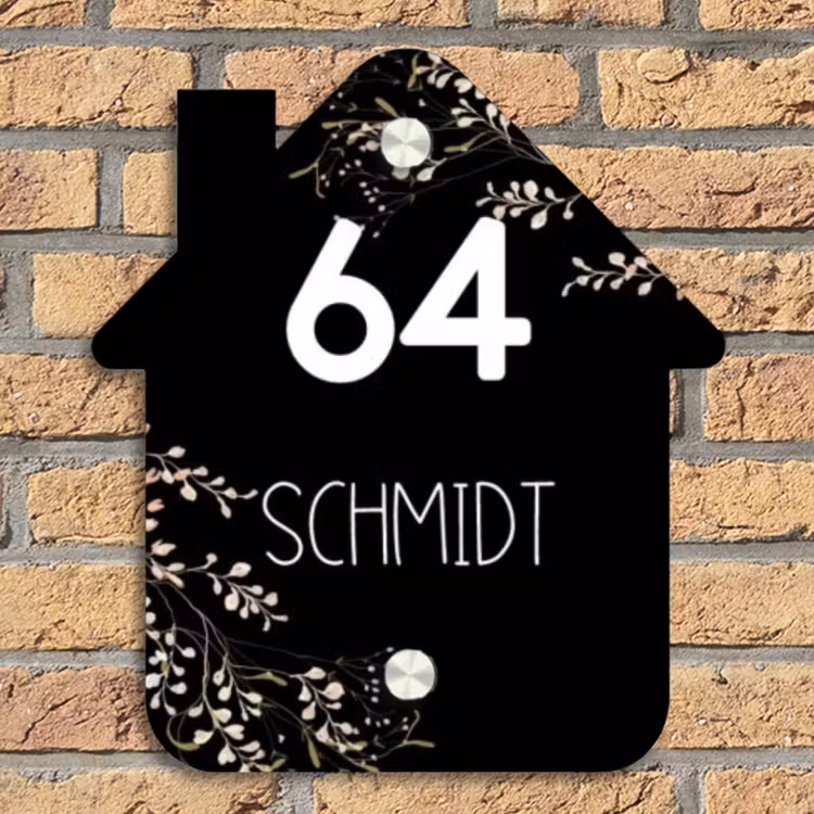 Botanisch - Zwart - Modern Naambord Huisje klein -sfeer5
