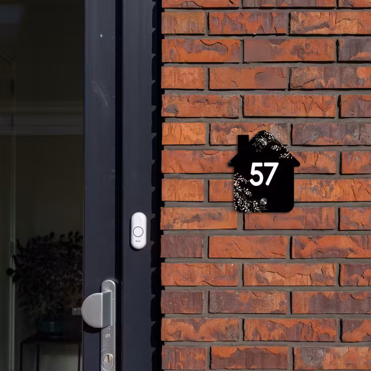 Botanisch - Zwart - Traditioneel Naambord Huisje klein -sfeer2