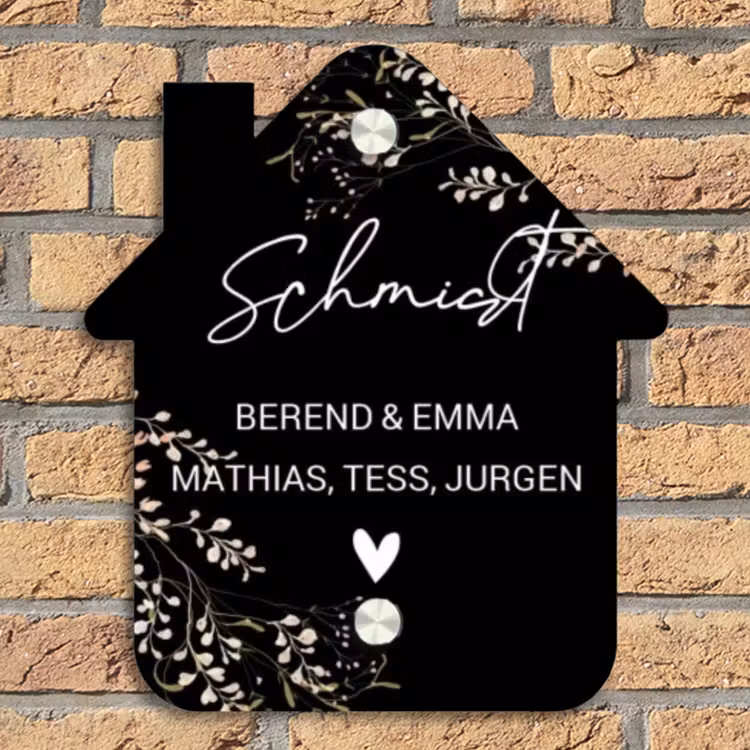 Botanisch - Zwart - Sierlijk Naambord Huisje klein -sfeer5