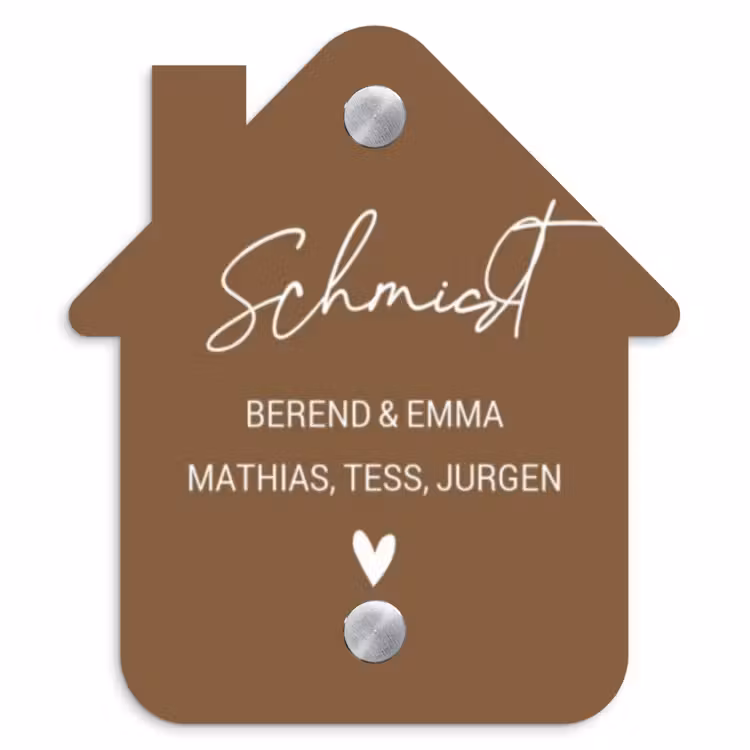 Bruin - Sierlijk Naambord Huisje klein -3d