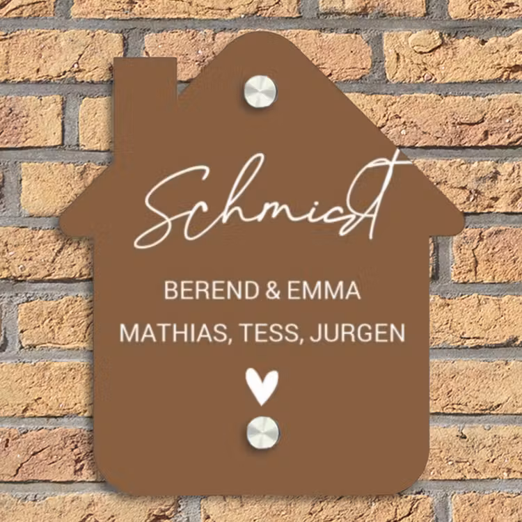 Bruin - Sierlijk Naambord Huisje klein -sfeer5