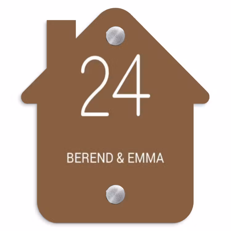 Bruin - Klassiek Naambord Huisje klein -3d
