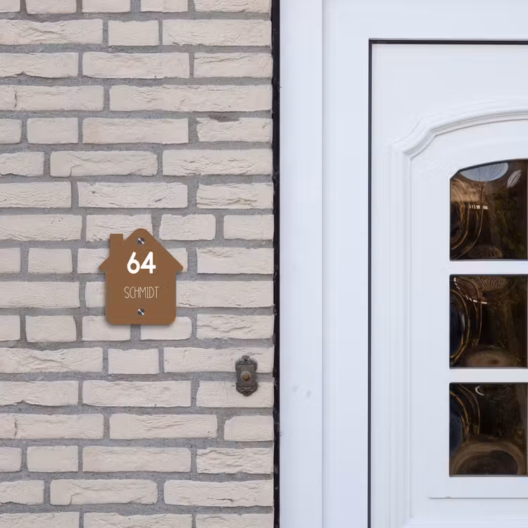 Bruin- Modern Naambord Huisje klein -sfeer1