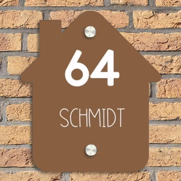 Bruin- Modern Naambord Huisje klein -sfeer5