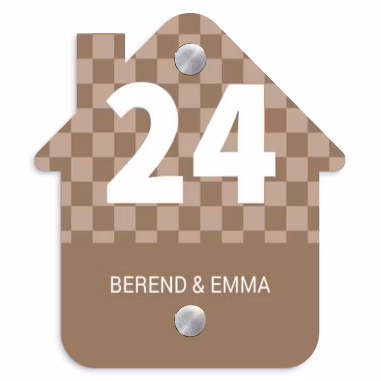 Bruin - Blokjes - Klassiek Naambord Huisje klein -3d