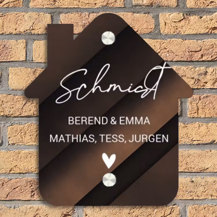 Bruine diagonale banen - Sierlijk Naambord Huisje klein -sfeer5
