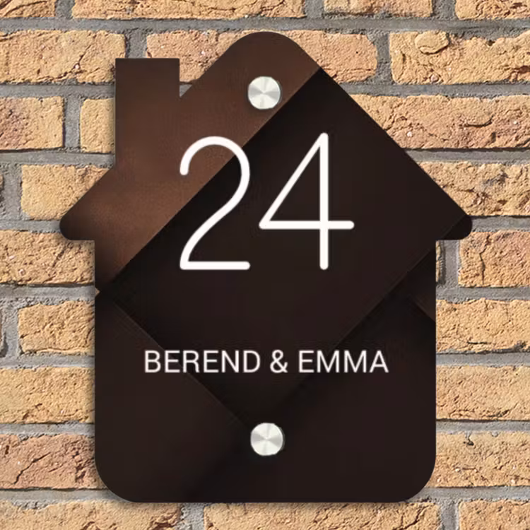 Bruine vlakken - Klassiek Naambord Huisje klein -sfeer5
