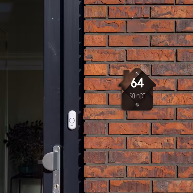 Bruine vlakken - Modern Naambord Huisje klein -sfeer2