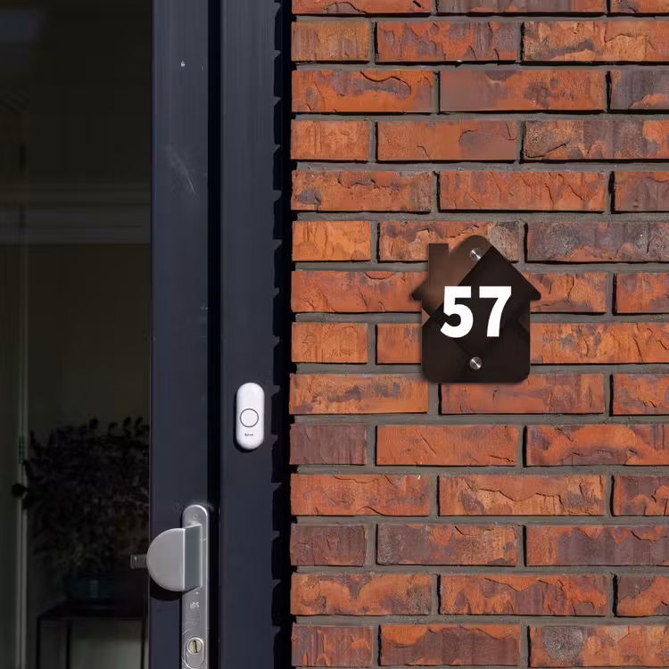 Bruine vlakken - Traditioneel Naambord Huisje klein -sfeer2