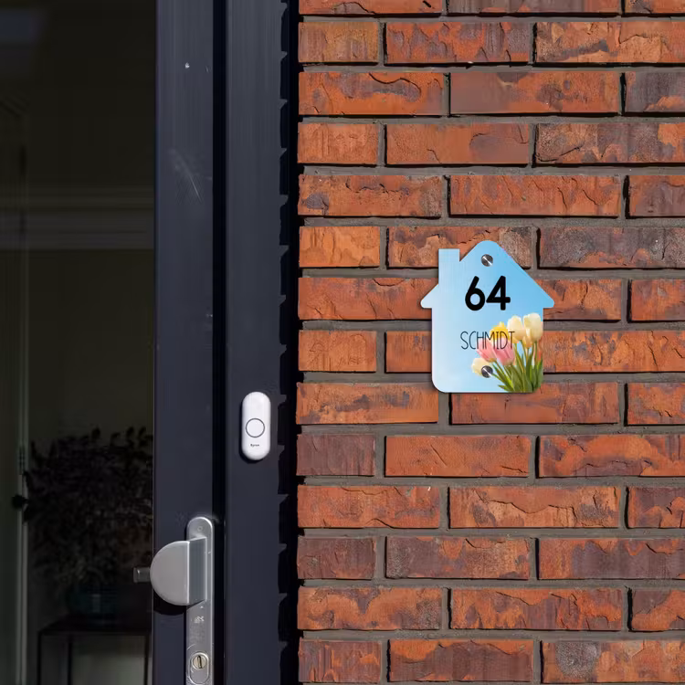 Gekleurde tulpen lucht - Modern Naambord Huisje klein -sfeer2