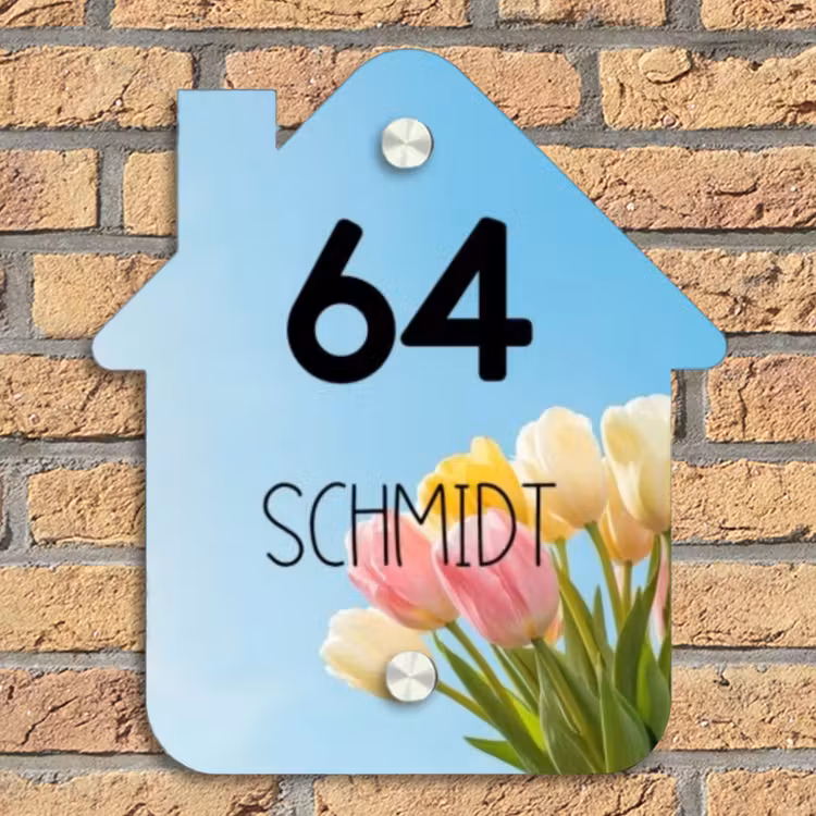 Gekleurde tulpen lucht - Modern Naambord Huisje klein -sfeer5