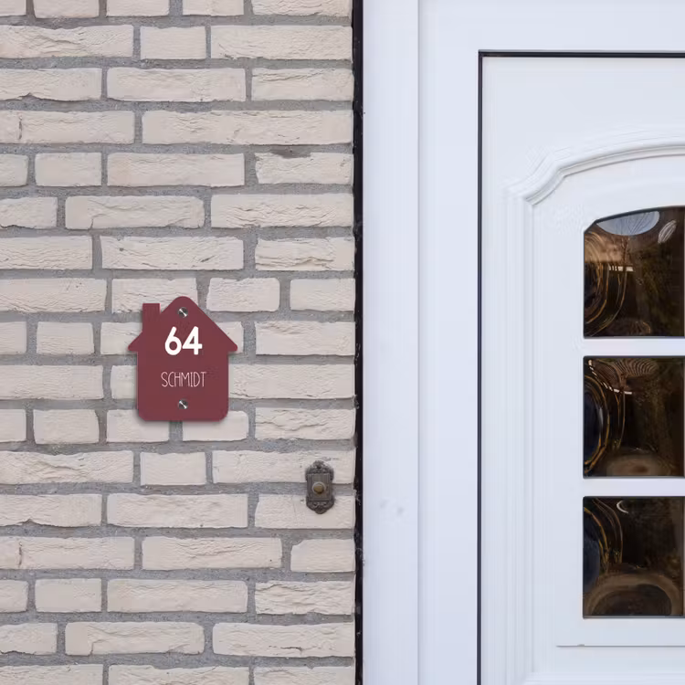 Bordeauxrood - Modern Naambord Huisje klein -sfeer1