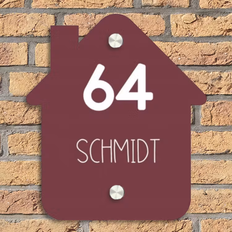 Bordeauxrood - Modern Naambord Huisje klein -sfeer5