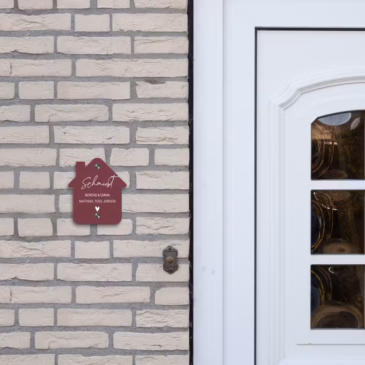 Bordeauxrood - Sierlijk Naambord Huisje klein -sfeer1
