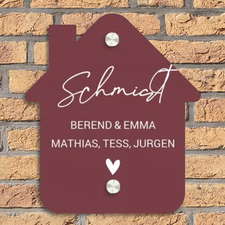 Bordeauxrood - Sierlijk Naambord Huisje klein -sfeer5