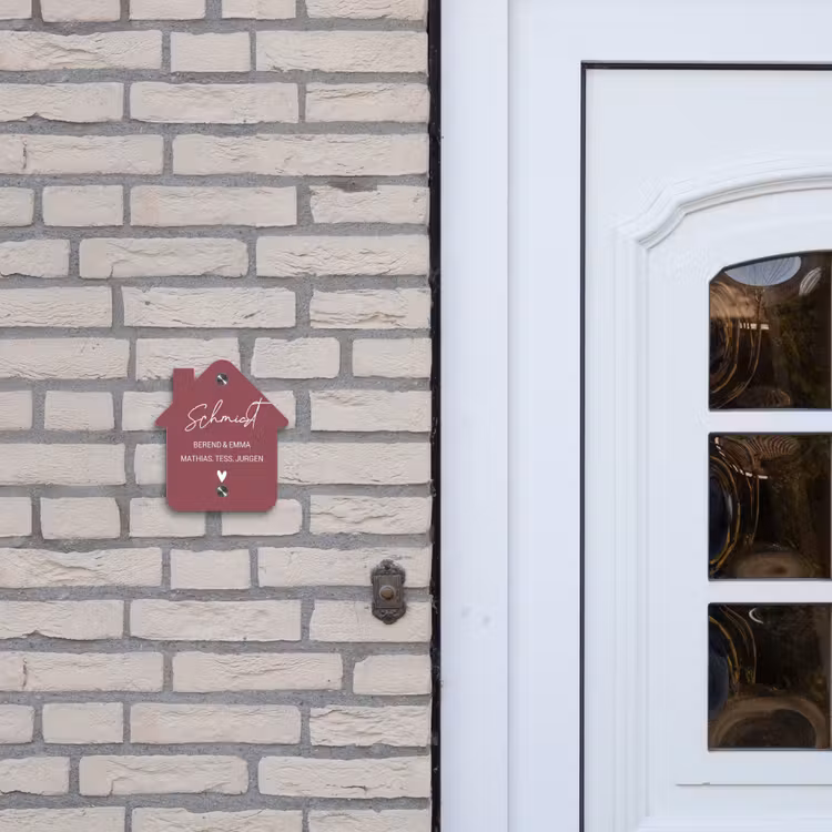 Donker oudroze - Sierlijk Naambord Huisje klein -sfeer1