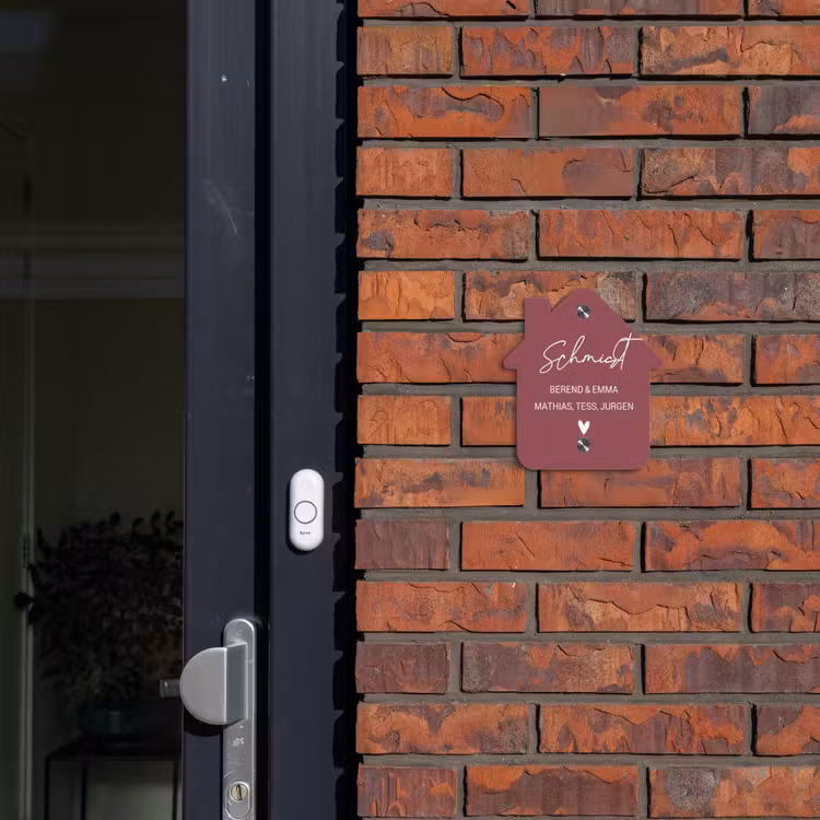 Donker oudroze - Sierlijk Naambord Huisje klein -sfeer2