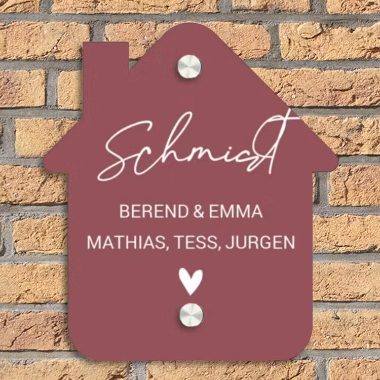 Donker oudroze - Sierlijk Naambord Huisje klein -sfeer5
