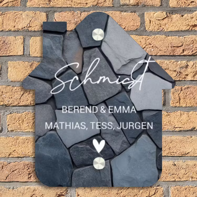 Donkergrijze stenen - Sierlijk Naambord Huisje klein -sfeer5