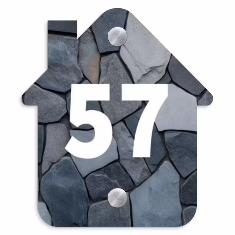 Donkergrijze stenen - Traditioneel Naambord Huisje klein -3d