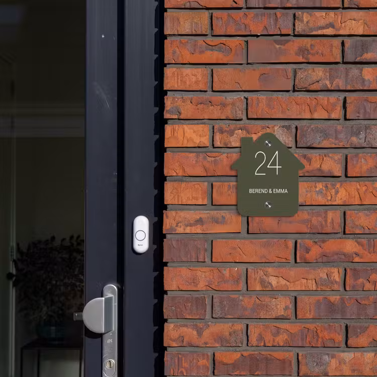 Donkergroen - Klassiek Naambord Huisje klein -sfeer2