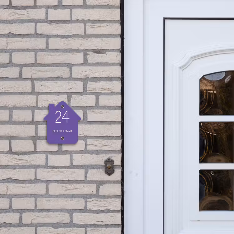Donkerpaars - Klassiek Naambord Huisje klein -sfeer1
