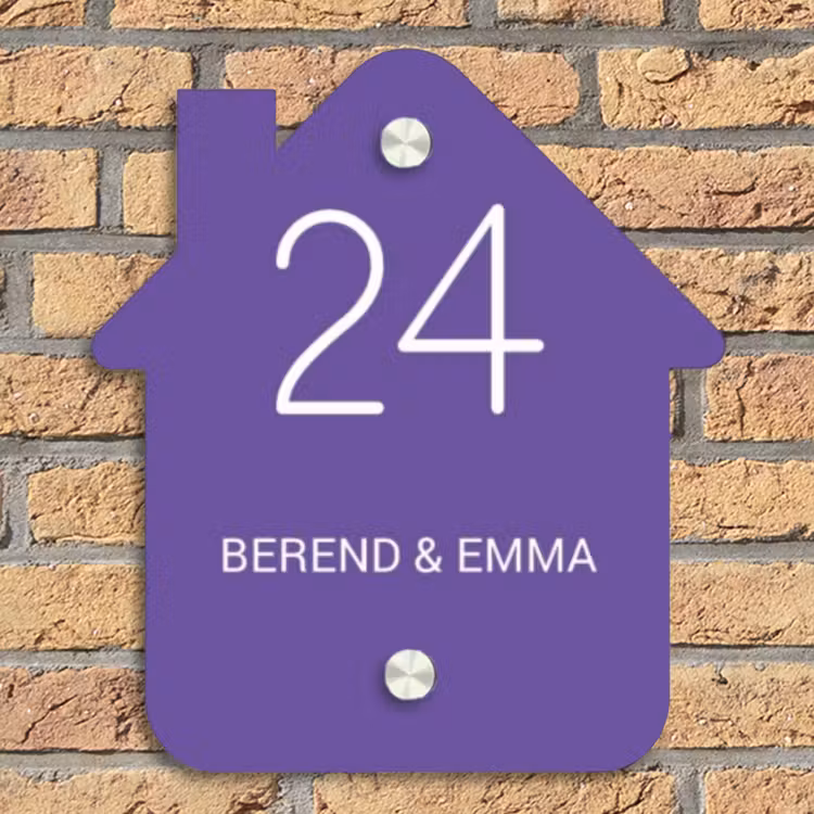 Donkerpaars - Klassiek Naambord Huisje klein -sfeer5
