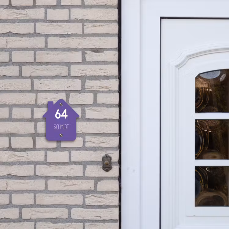 Donkerpaars - Modern Naambord Huisje klein -sfeer1