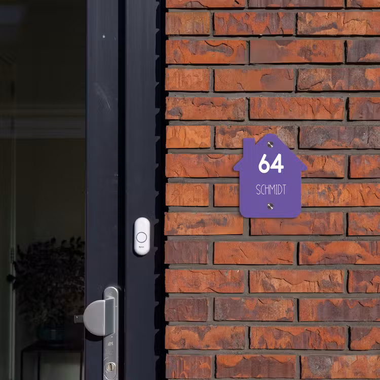 Donkerpaars - Modern Naambord Huisje klein -sfeer2