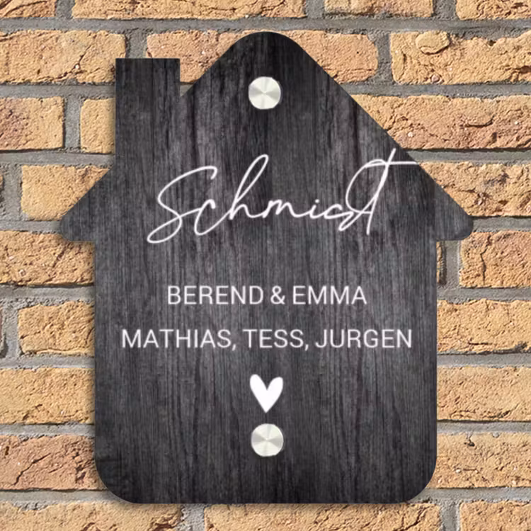 Donker hout - Sierlijk Naambord Huisje klein -sfeer5