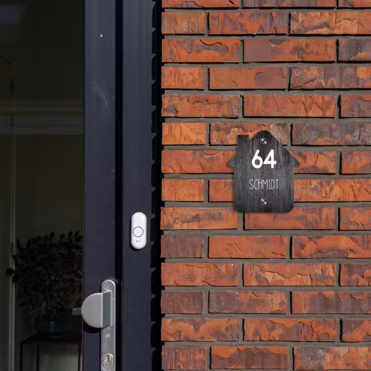 Donker hout - Modern Naambord Huisje klein -sfeer2