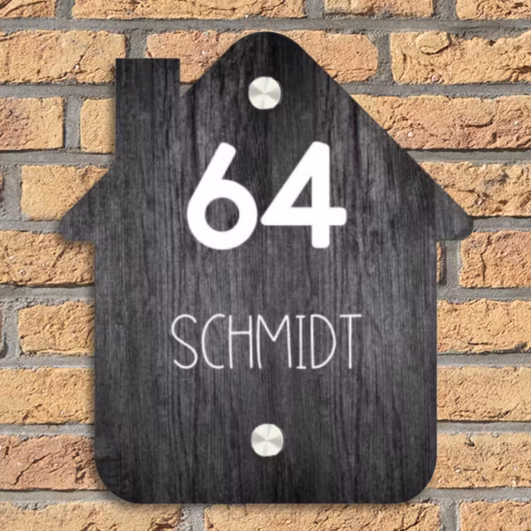 Donker hout - Modern Naambord Huisje klein -sfeer5