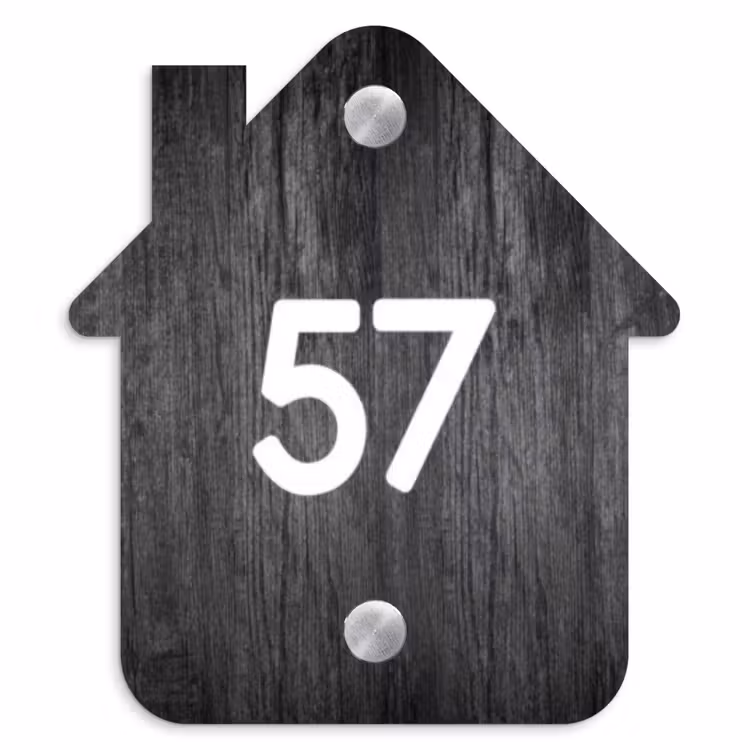 Donker hout - Traditioneel Naambord Huisje klein -3d