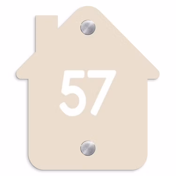 Effen - Beige - Traditioneel Naambord Huisje klein -3d