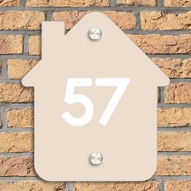 Effen - Beige - Traditioneel Naambord Huisje klein -sfeer5