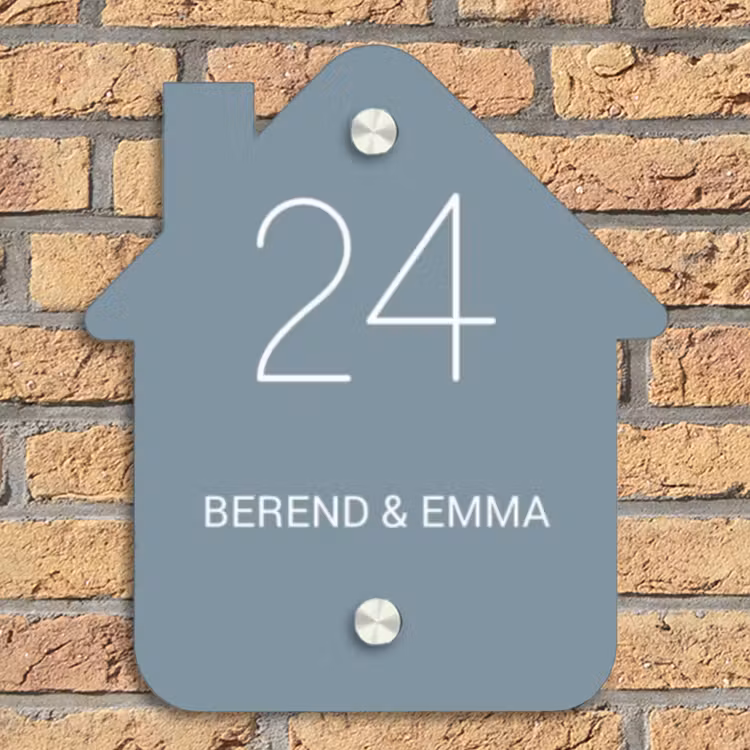 Effen blauwgrijs - Klassiek Naambord Huisje klein -sfeer5