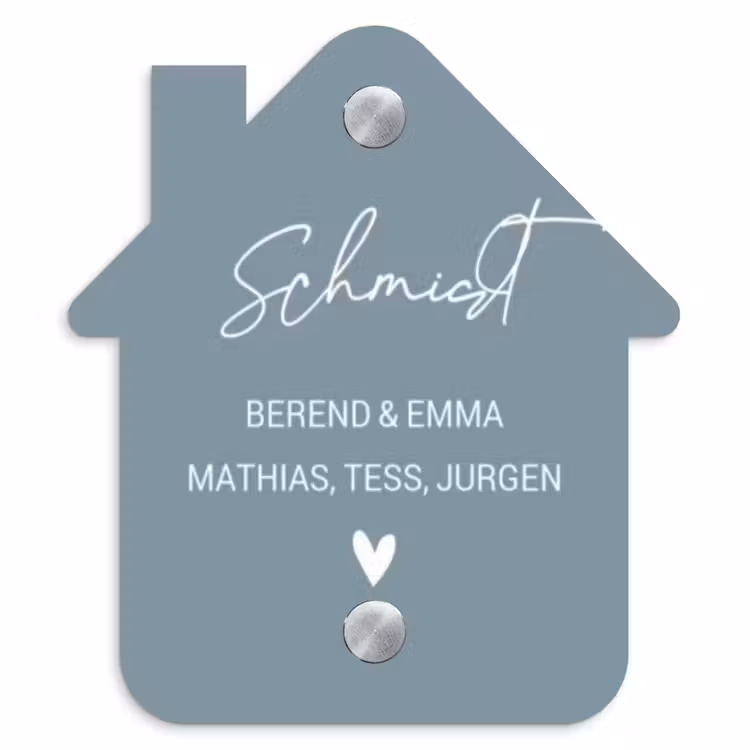 Effen blauwgrijs - Sierlijk Naambord Huisje klein -3d