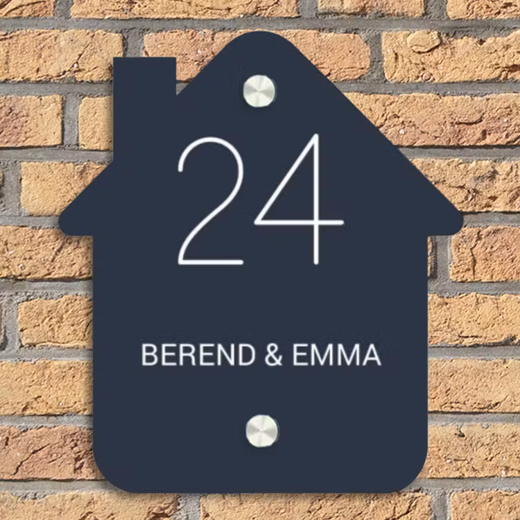Effen blauw - Klassiek Naambord Huisje klein -sfeer5