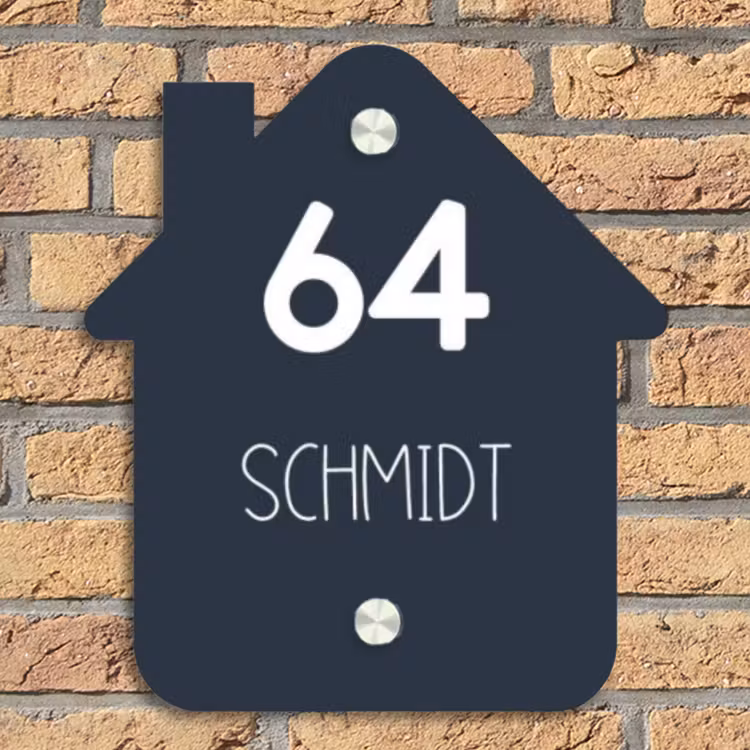 Effen blauw - Modern Naambord Huisje klein -sfeer5