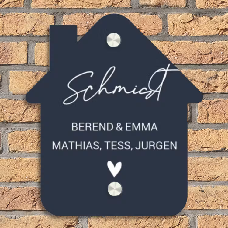Effen blauw - Sierlijk Naambord Huisje klein -sfeer5