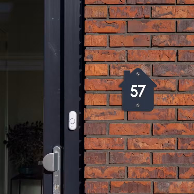Effen blauw - Traditioneel Naambord Huisje klein -sfeer2