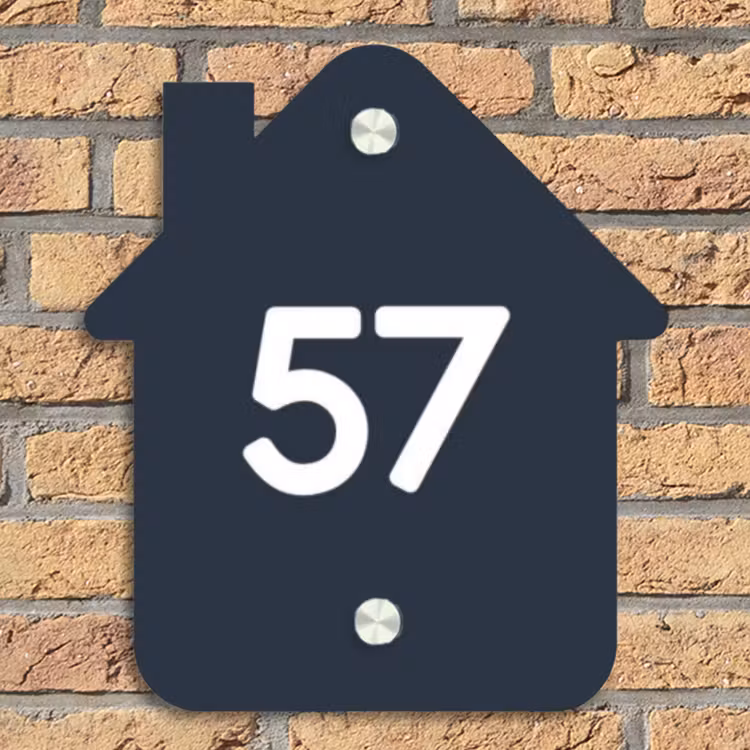 Effen blauw - Traditioneel Naambord Huisje klein -sfeer5