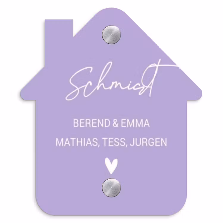 Effen - Lila - Sierlijk Naambord Huisje klein -3d