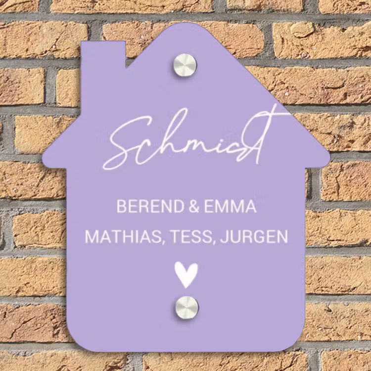 Effen - Lila - Sierlijk Naambord Huisje klein -sfeer5