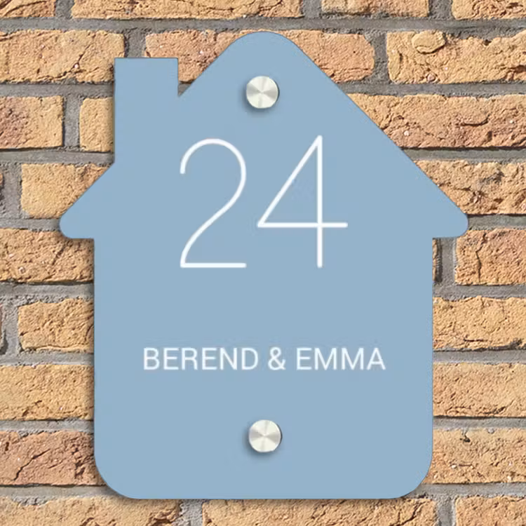 Effen - Lichtblauw - Klassiek Naambord Huisje klein -sfeer5