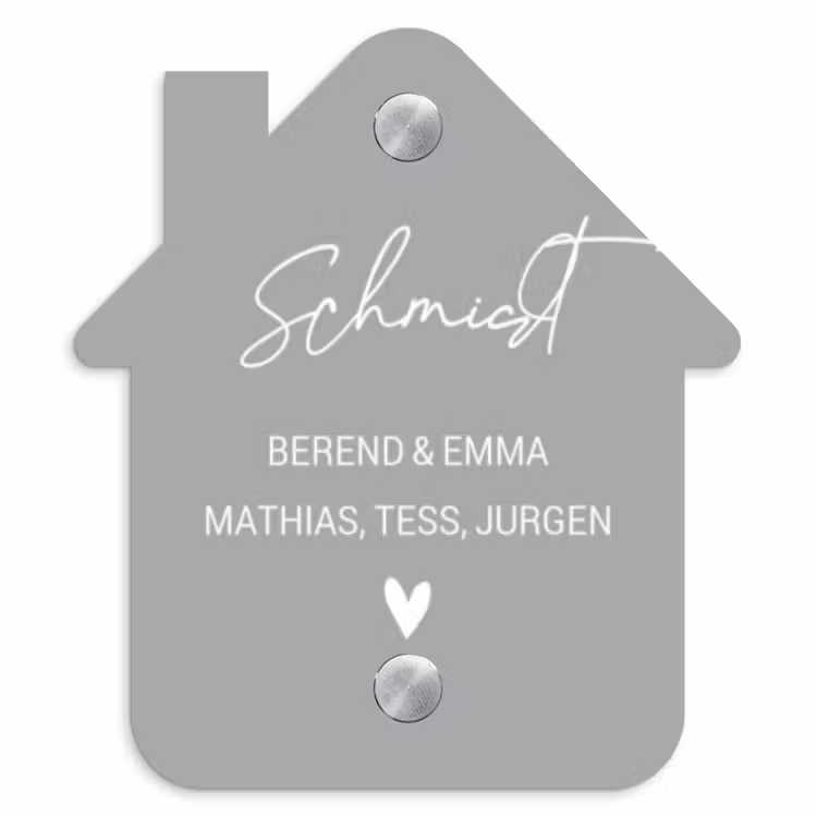 Effen lichtgrijs - Sierlijk Naambord Huisje klein -3d