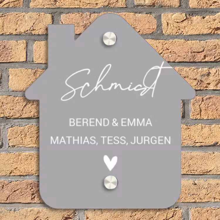 Effen lichtgrijs - Sierlijk Naambord Huisje klein -sfeer5