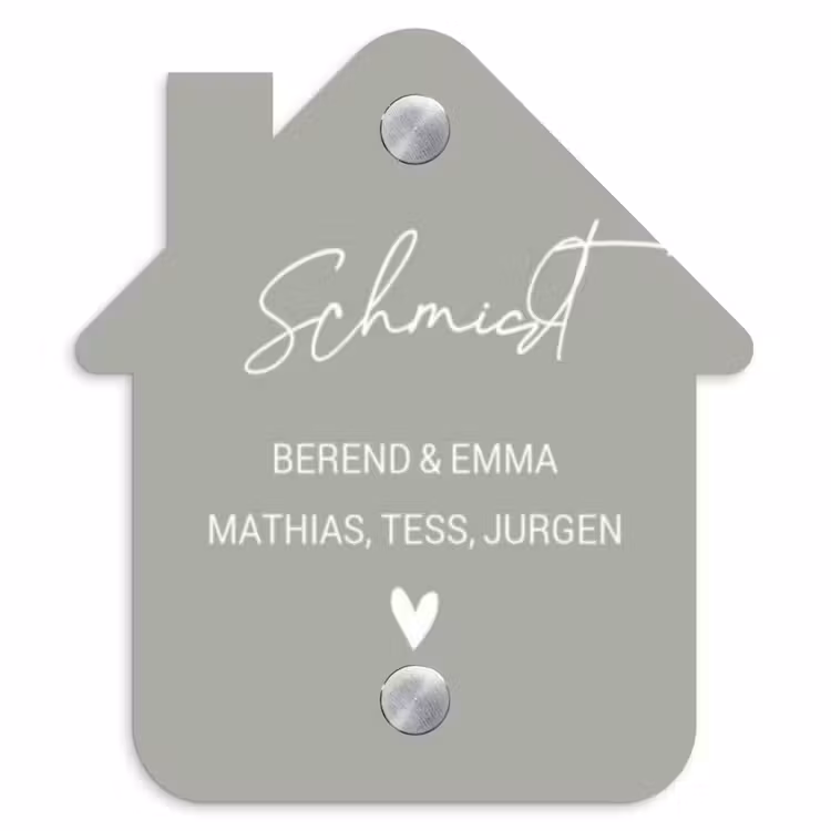 Effen lichtgrijs - Sierlijk Naambord Huisje klein -3d