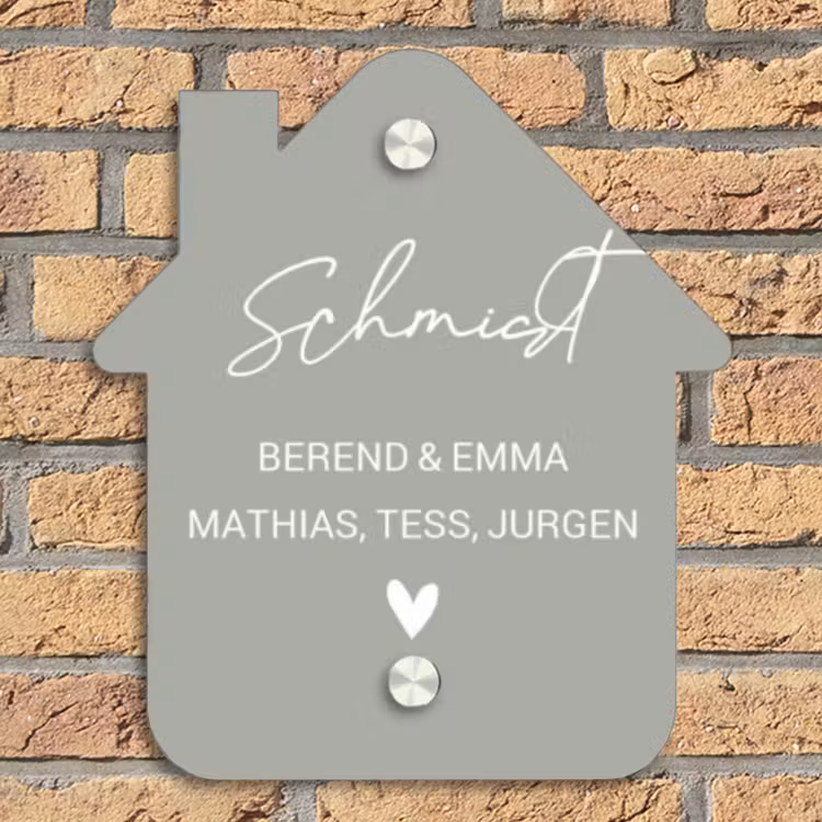 Effen lichtgrijs - Sierlijk Naambord Huisje klein -sfeer5