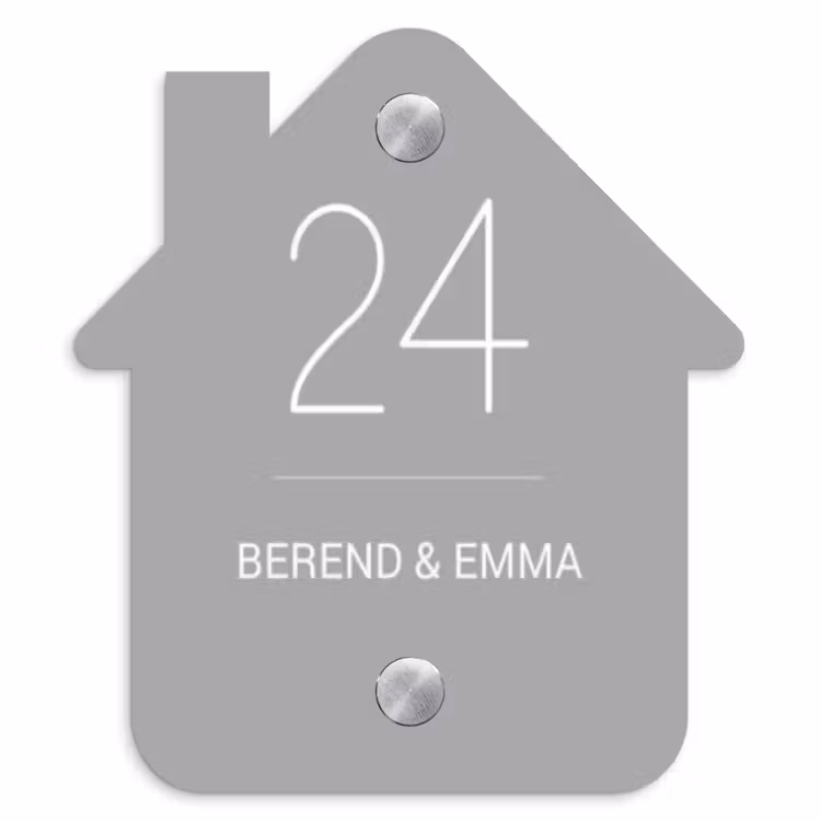 Effen lichtgrijs - Klassiek Naambord Huisje klein -3d